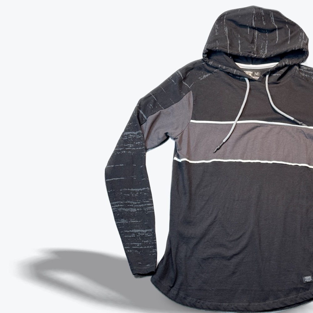 Modern Culture Long Sleeve Hooded Tee Lightweight Mens Small‎ Modern Colorblock